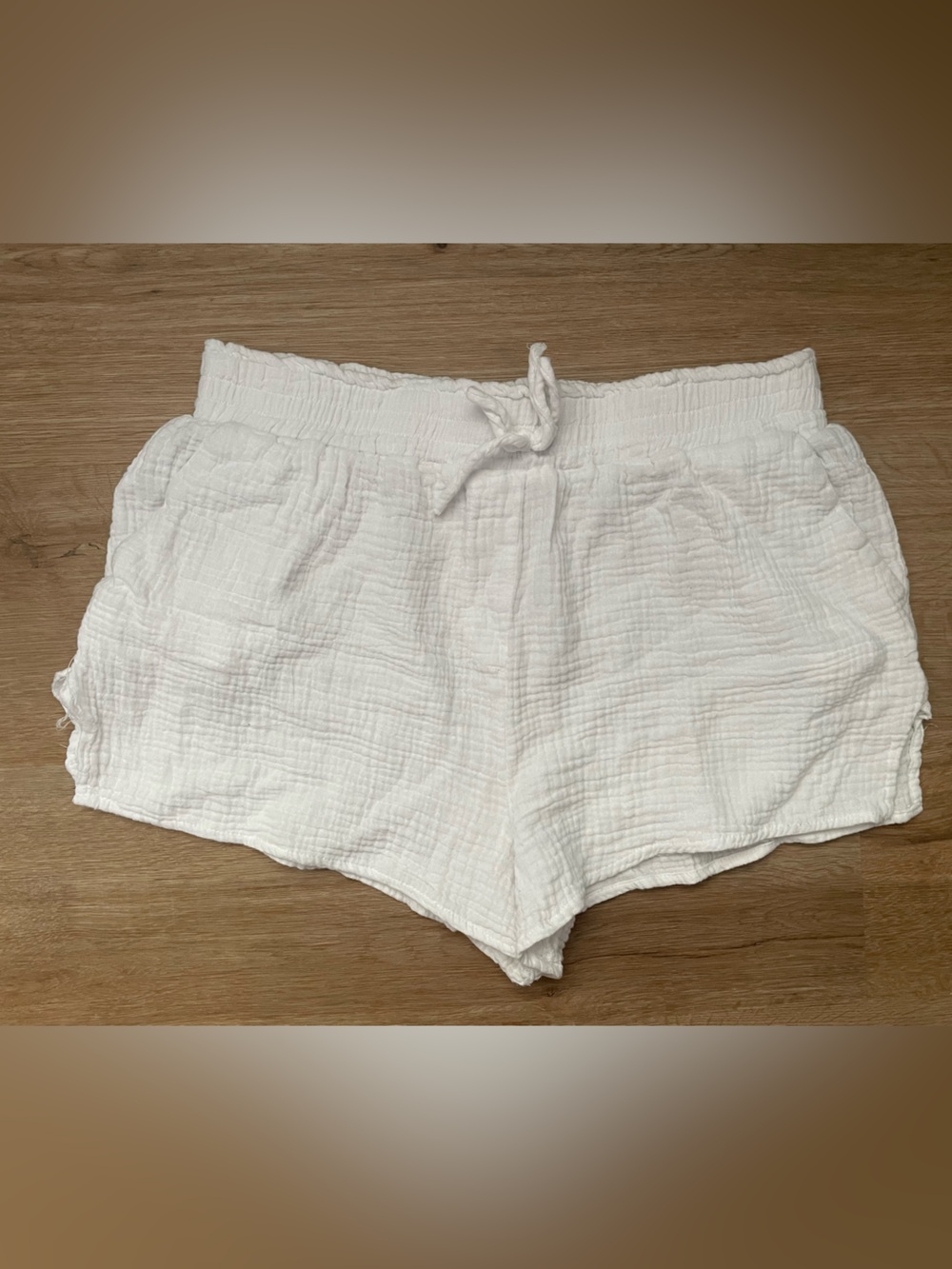 Light Weight white elastic shorts